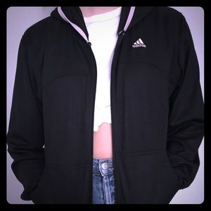 Adidas light weight jacket. Black and pink.
